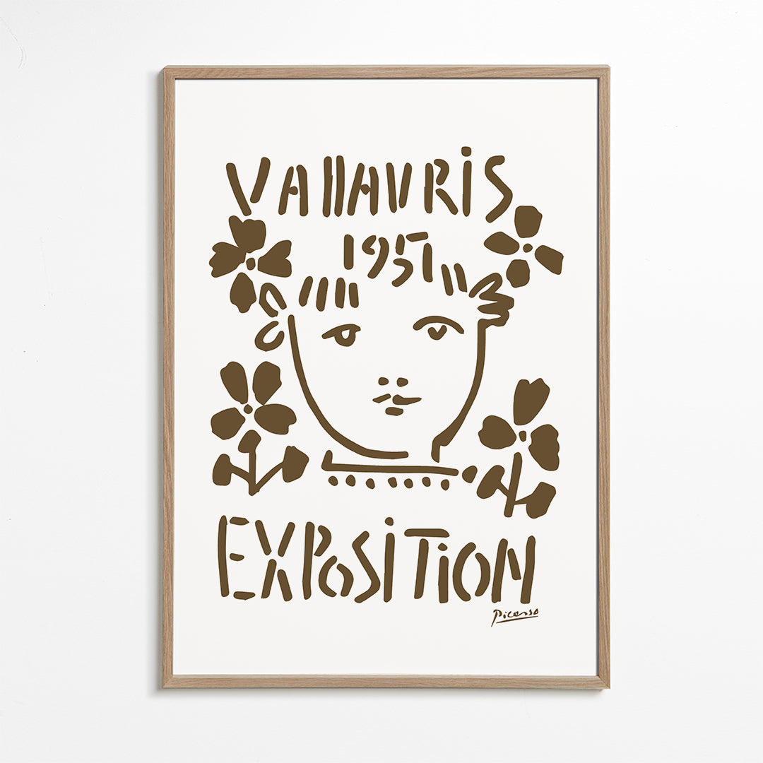 Vintage plakát Vallauris 1951 obličej a květy