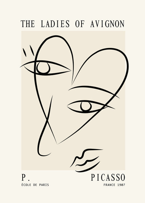 Line art inspirovaný The Ladies of Avignon