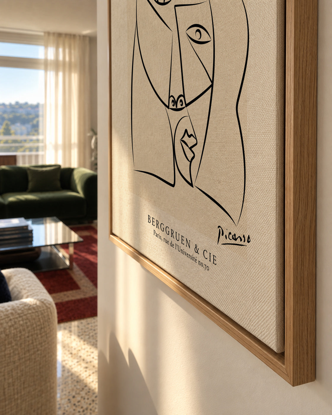 Picasso Woman in a Hat Sktech Poster - Framed canvas detail