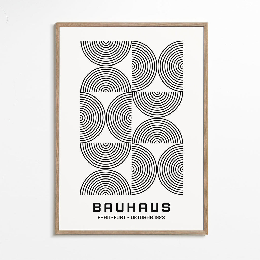 Geometrický plakát Bauhaus koncentické kruhy