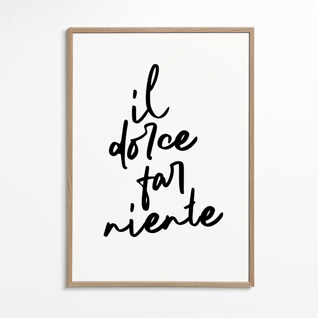 Minimalistický plakát il dolce far niente typografie