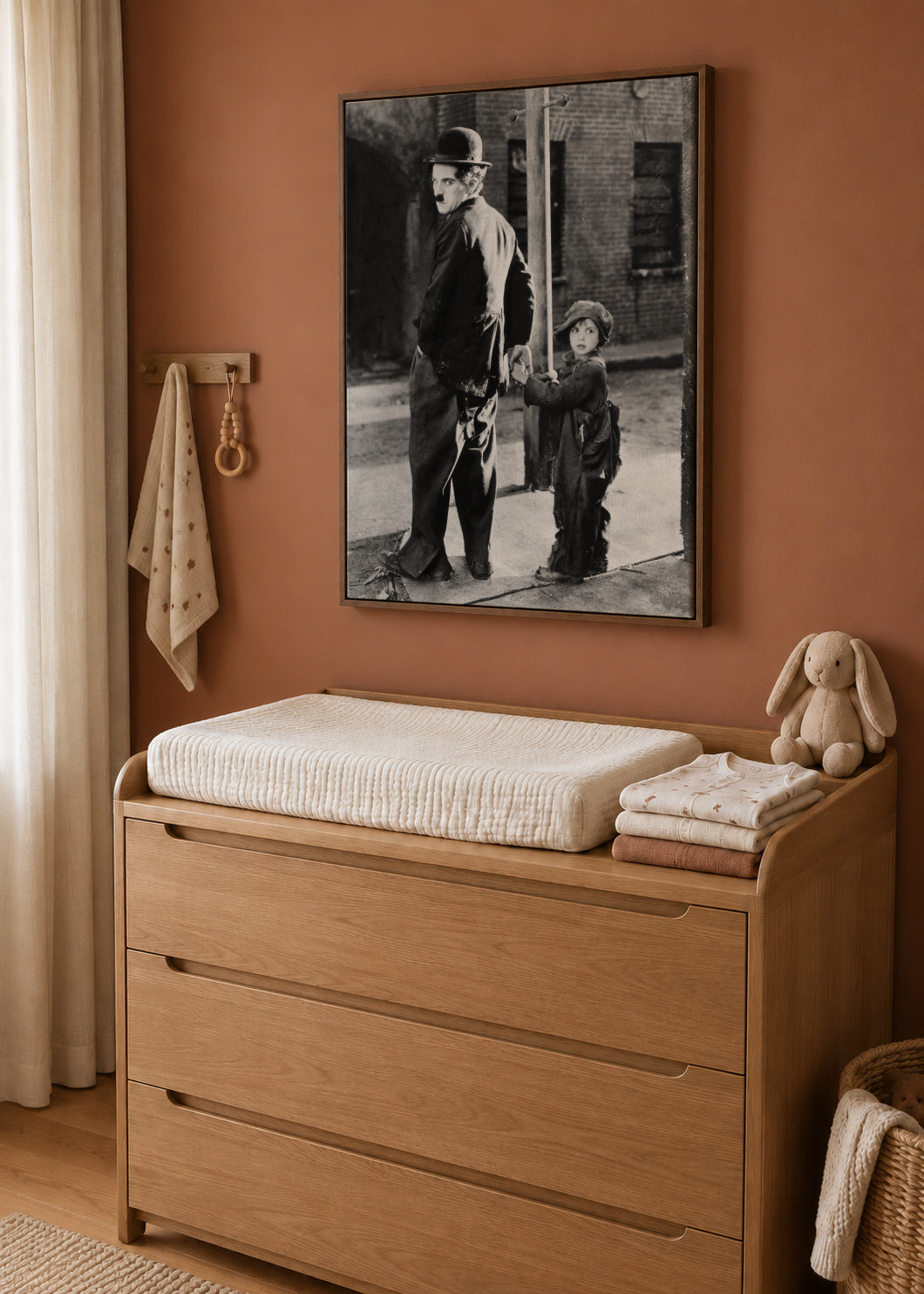 Charlie Chaplin Vintage Photograph - Framed canvas in an interior