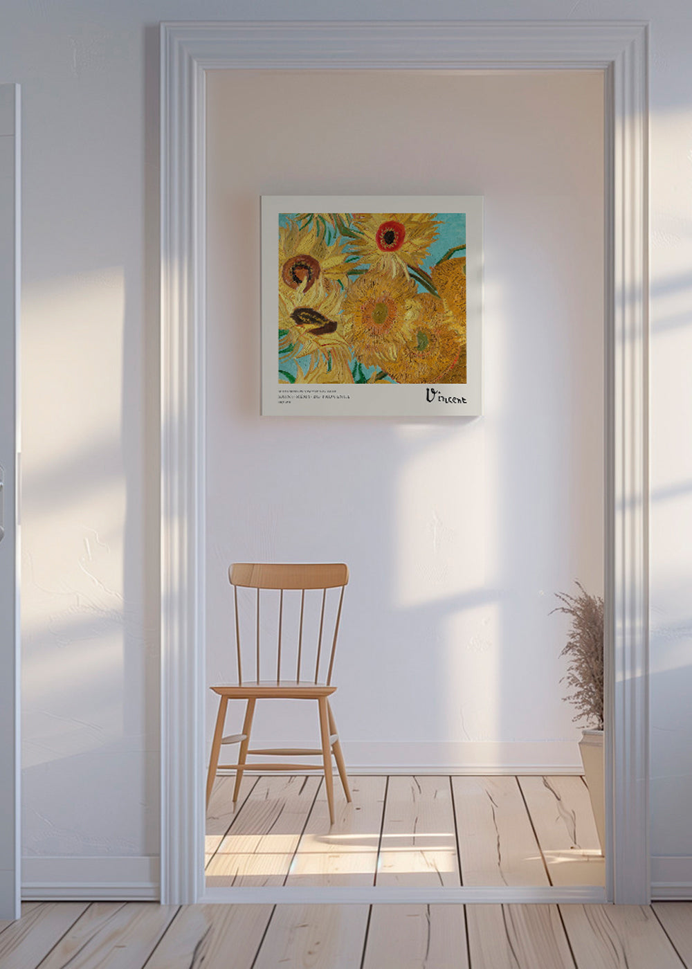 Botanický plakát Slunečnice v impasto