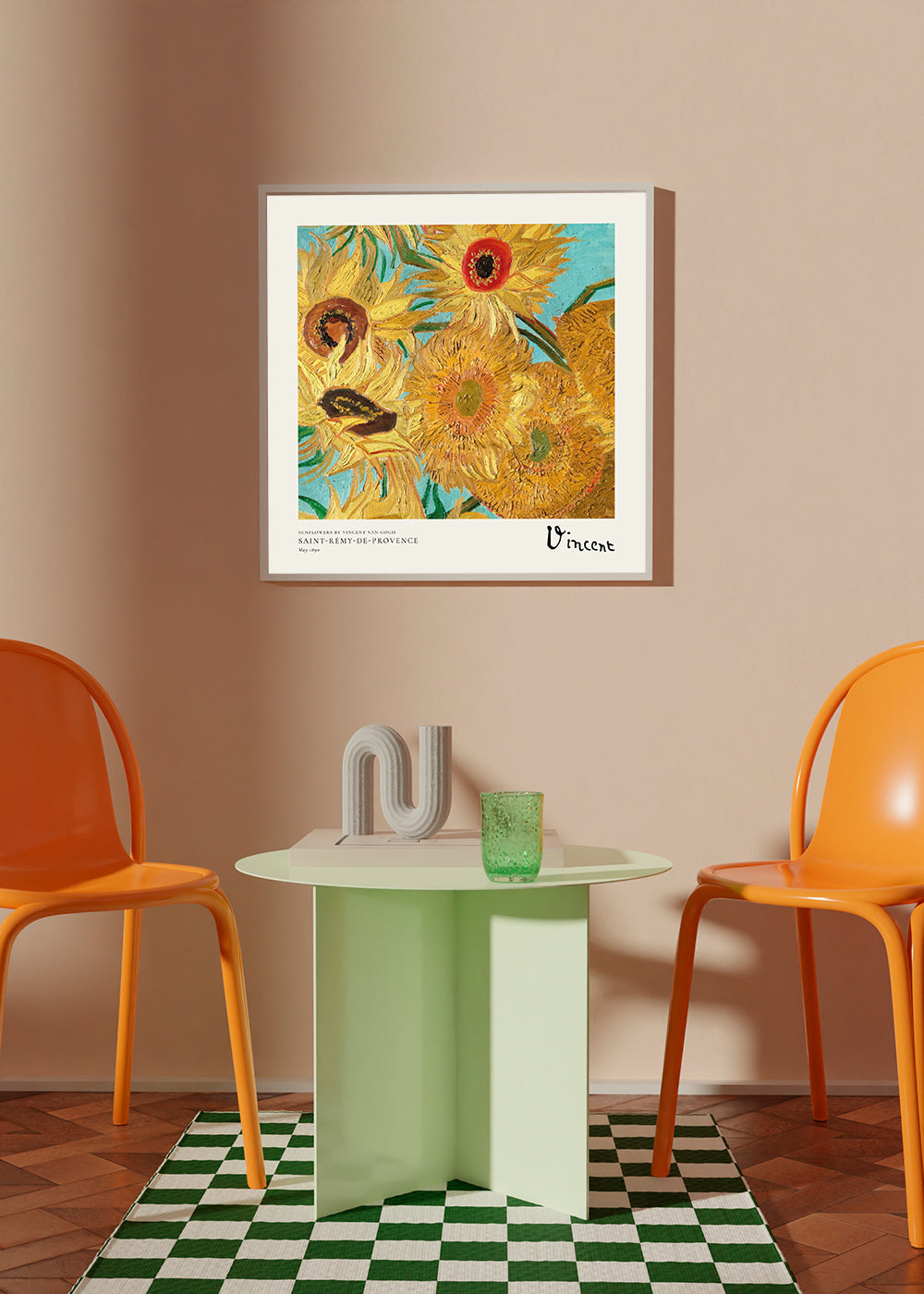 Botanický plakát Slunečnice v impasto