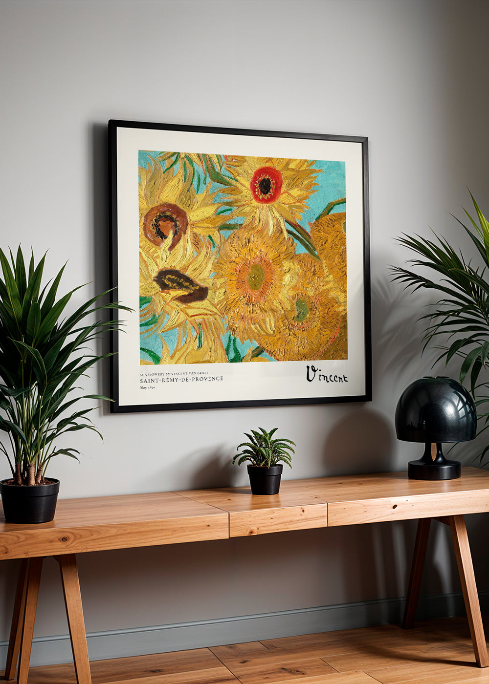Botanický plakát Slunečnice v impasto