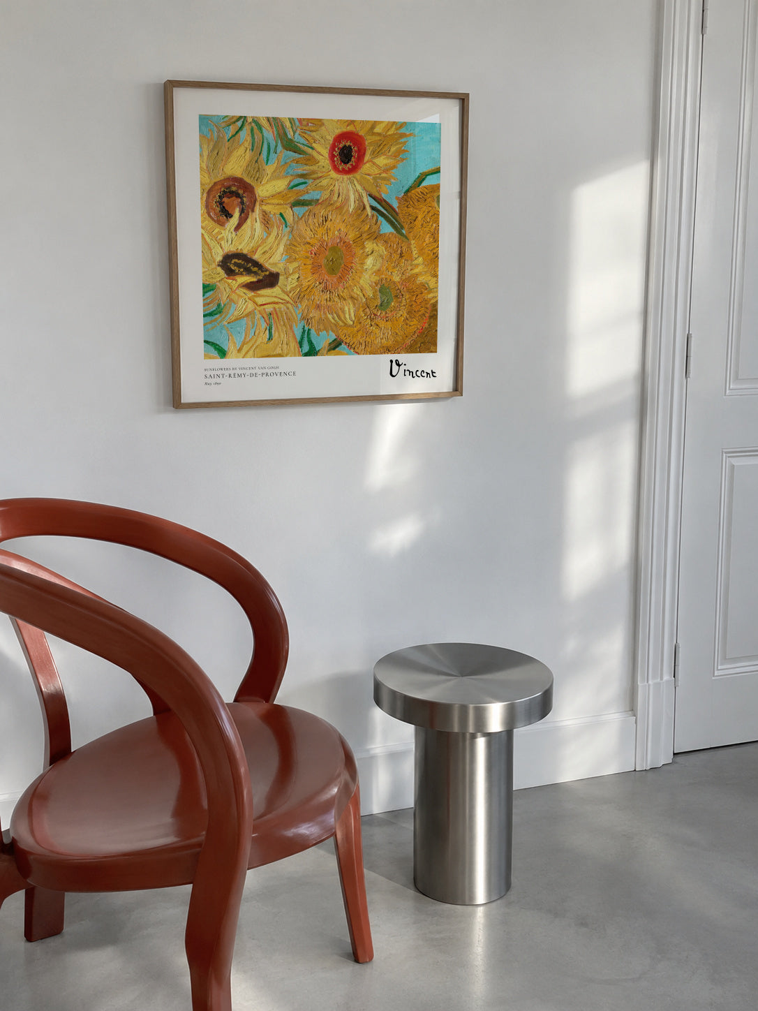 Sunflowers by Vincent van Gogh - Square - Framed poster in an interior