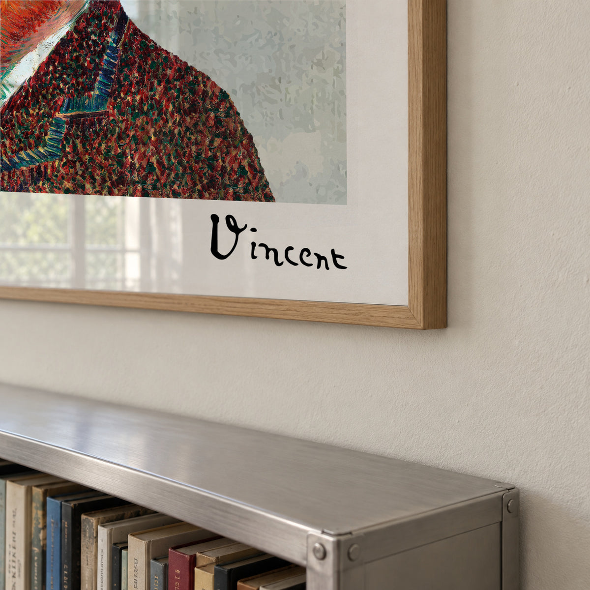Vincent van Gogh inspired self-portrait & flower remixed - Square - Framed poster detail
