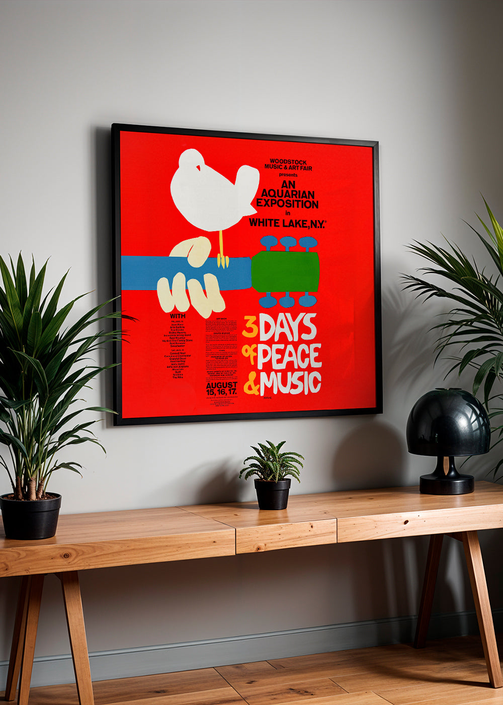 Vintage plakát Woodstock 1969 výrazná grafika