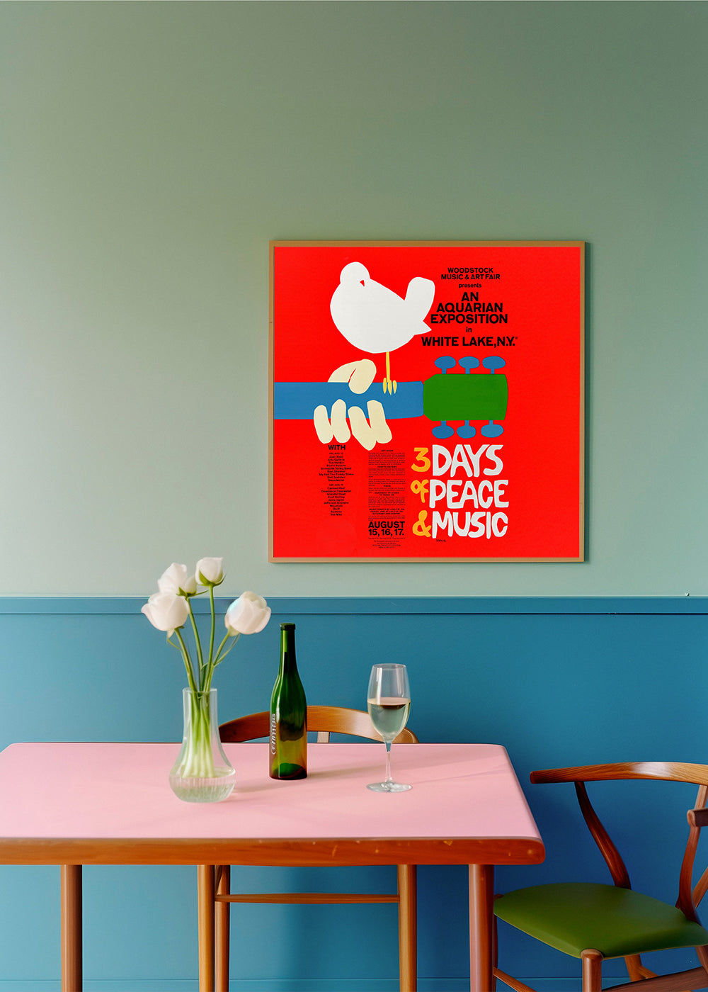 Vintage plakát Woodstock 1969 výrazná grafika