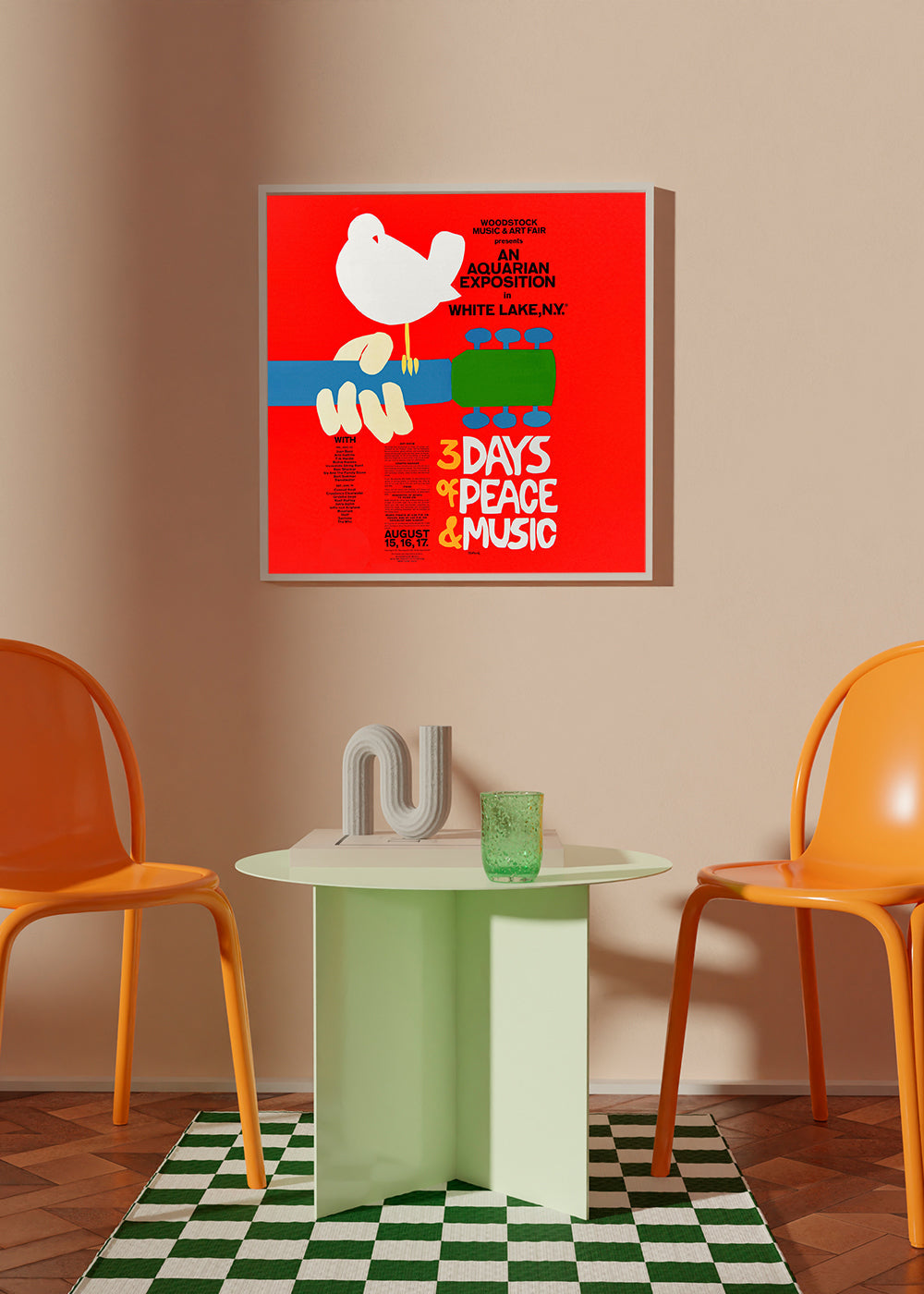 Vintage plakát Woodstock 1969 výrazná grafika