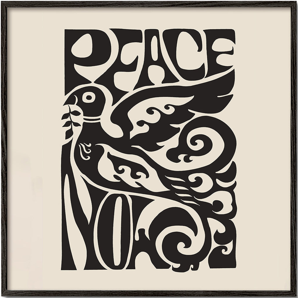 Vintage plakát s typografickou holubicí 'Peace Now'