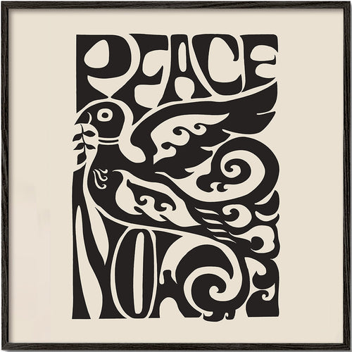 Vintage plakát s typografickou holubicí 'Peace Now'