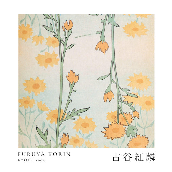 Botanický plakát Korin: stylizované japonské květy