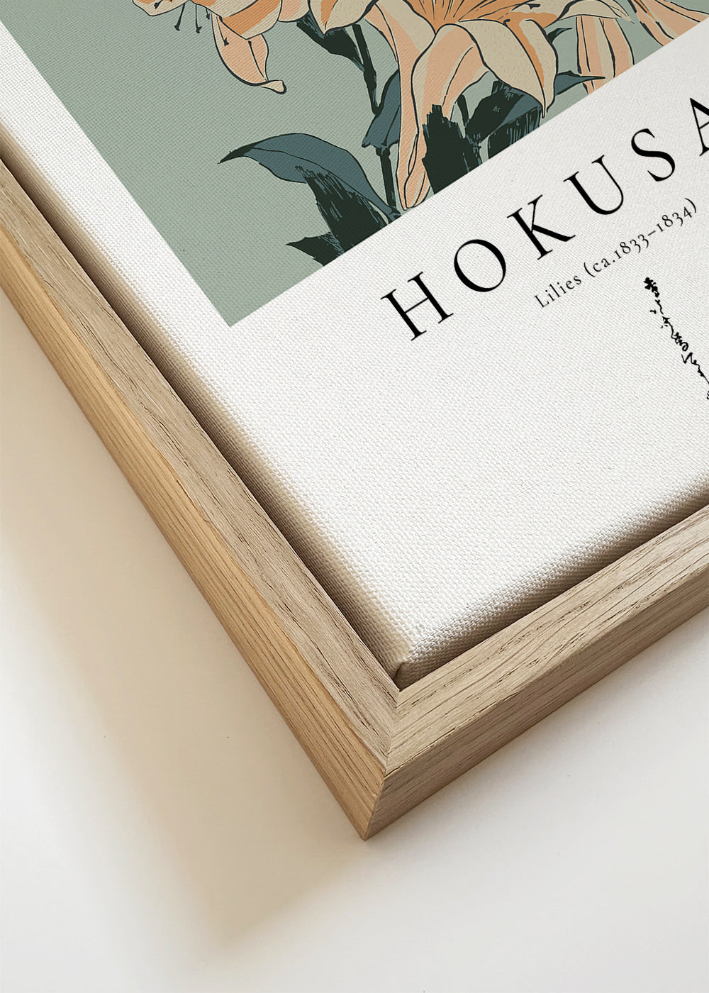 Botanický plakát s liliemi ve stylu Hokusai