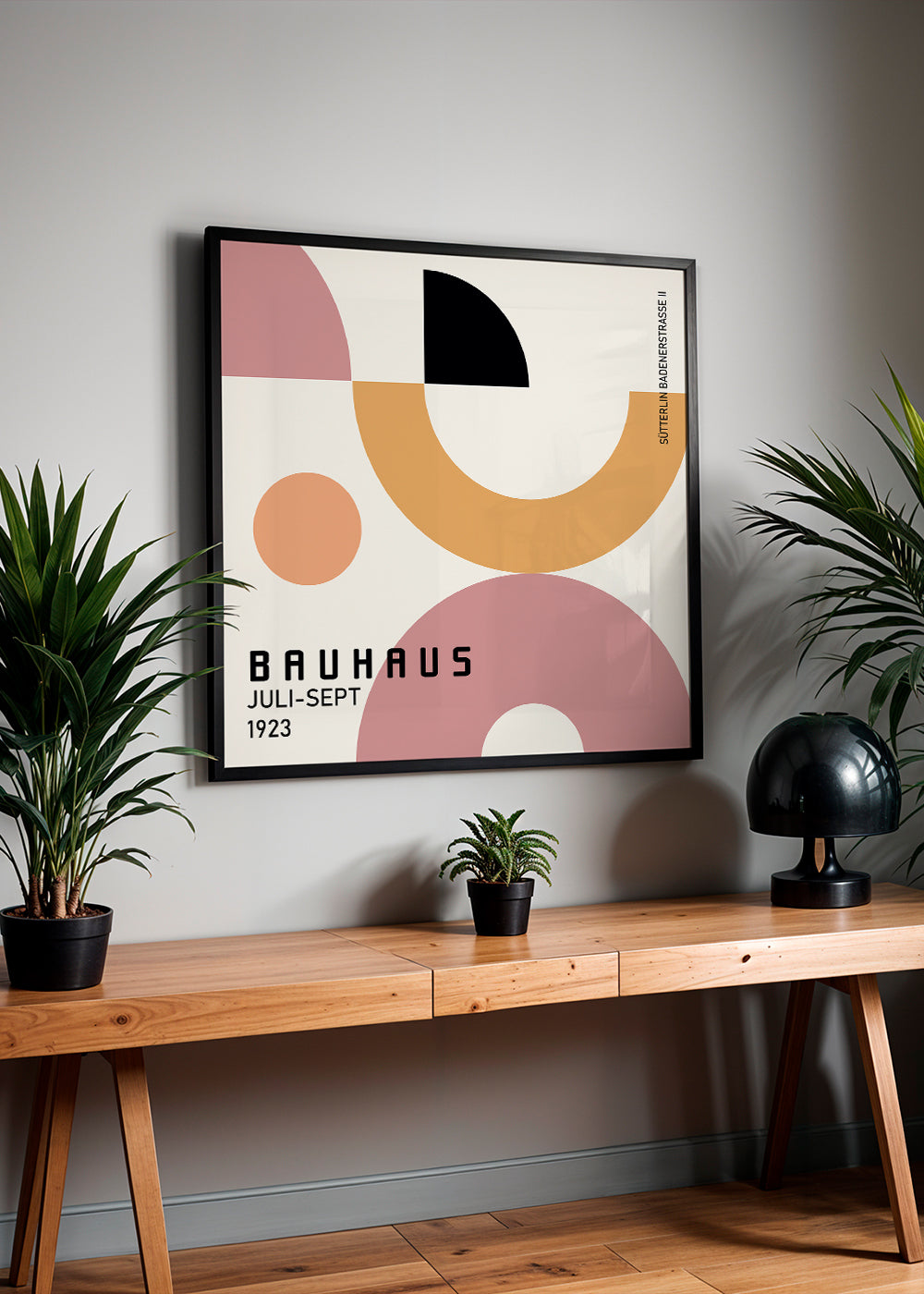 Geometrický plakát Bauhaus s kruhovými tvary