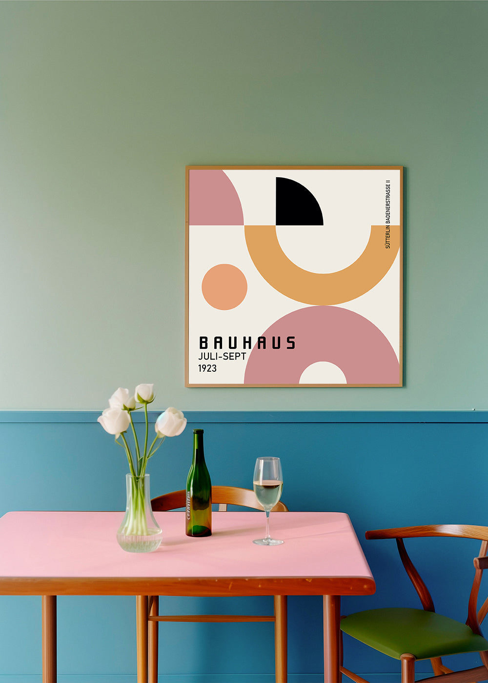 Geometrický plakát Bauhaus s kruhovými tvary