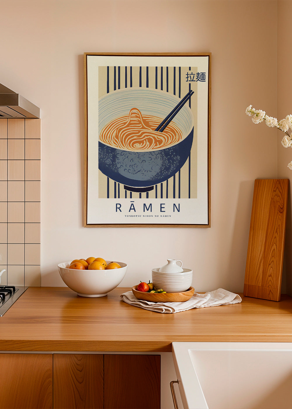 Obraz do kuchyně Ramen ilustrace v modrém