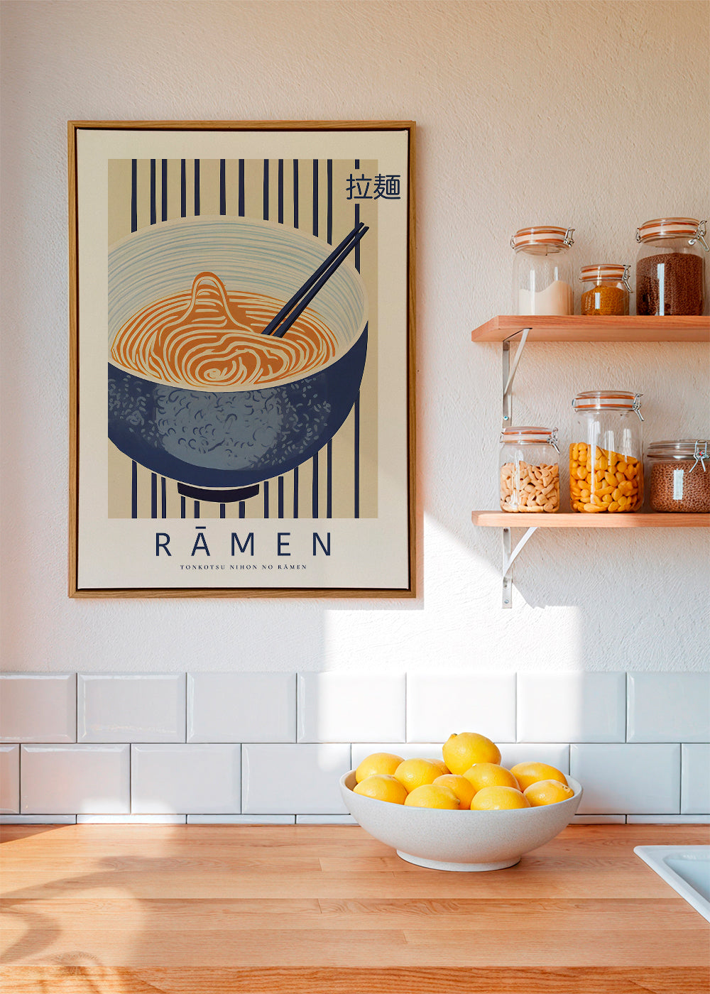 Obraz do kuchyně Ramen ilustrace v modrém