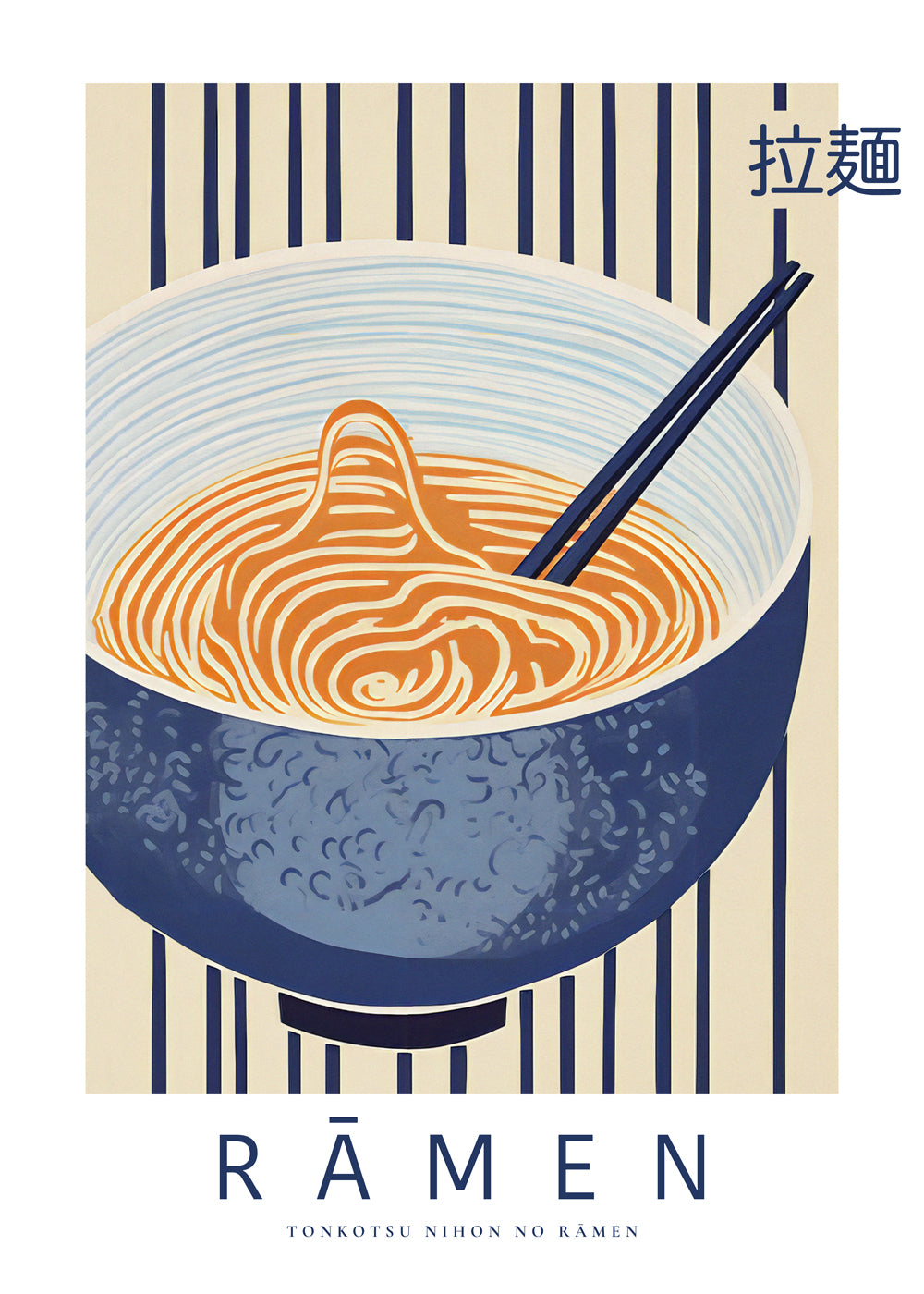 Obraz do kuchyně Ramen ilustrace v modrém