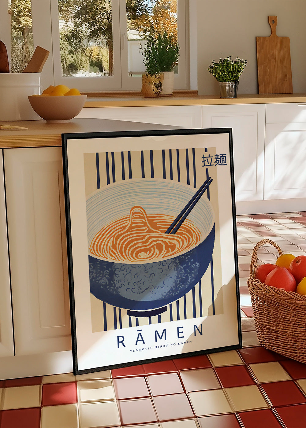 Obraz do kuchyně Ramen ilustrace v modrém