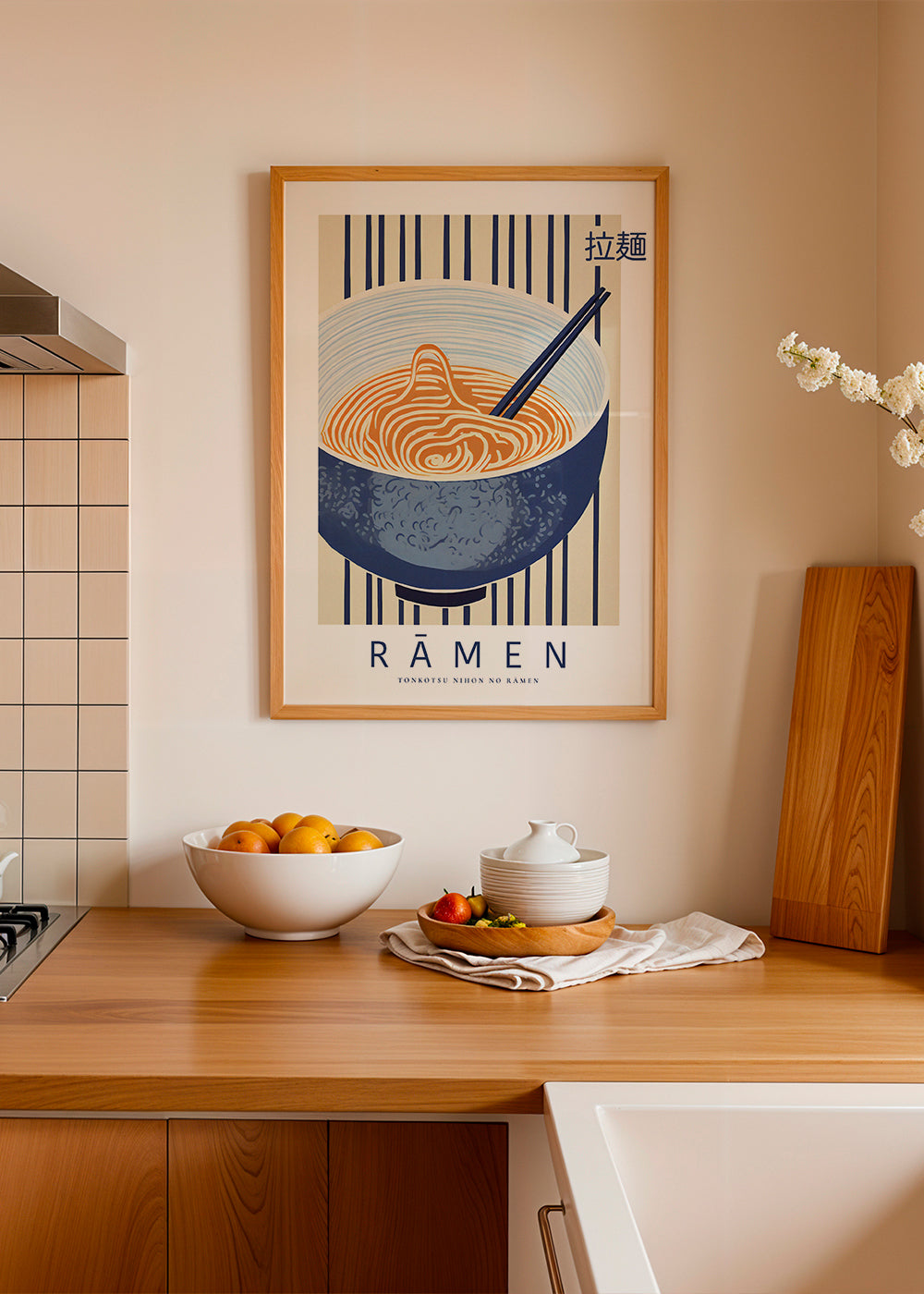 Obraz do kuchyně Ramen ilustrace v modrém