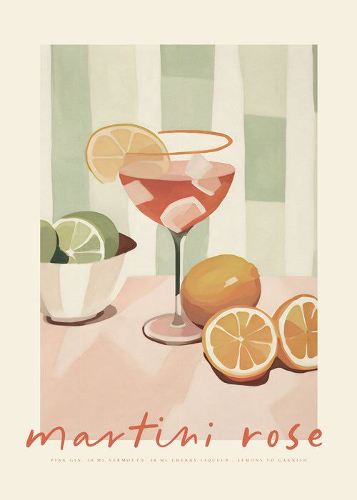 Obraz do kuchyně Martini Rose ilustrativní koktejl