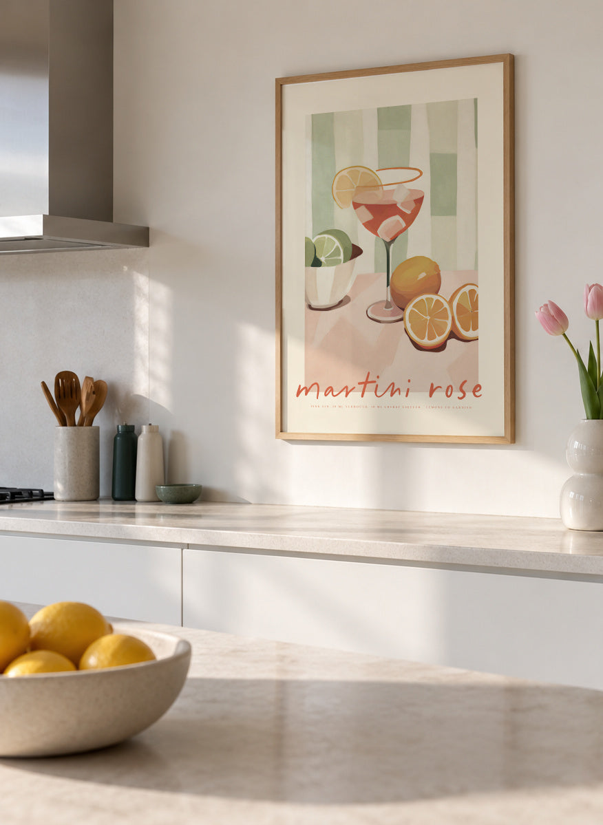 Martini Rose - Framed poster in an interior