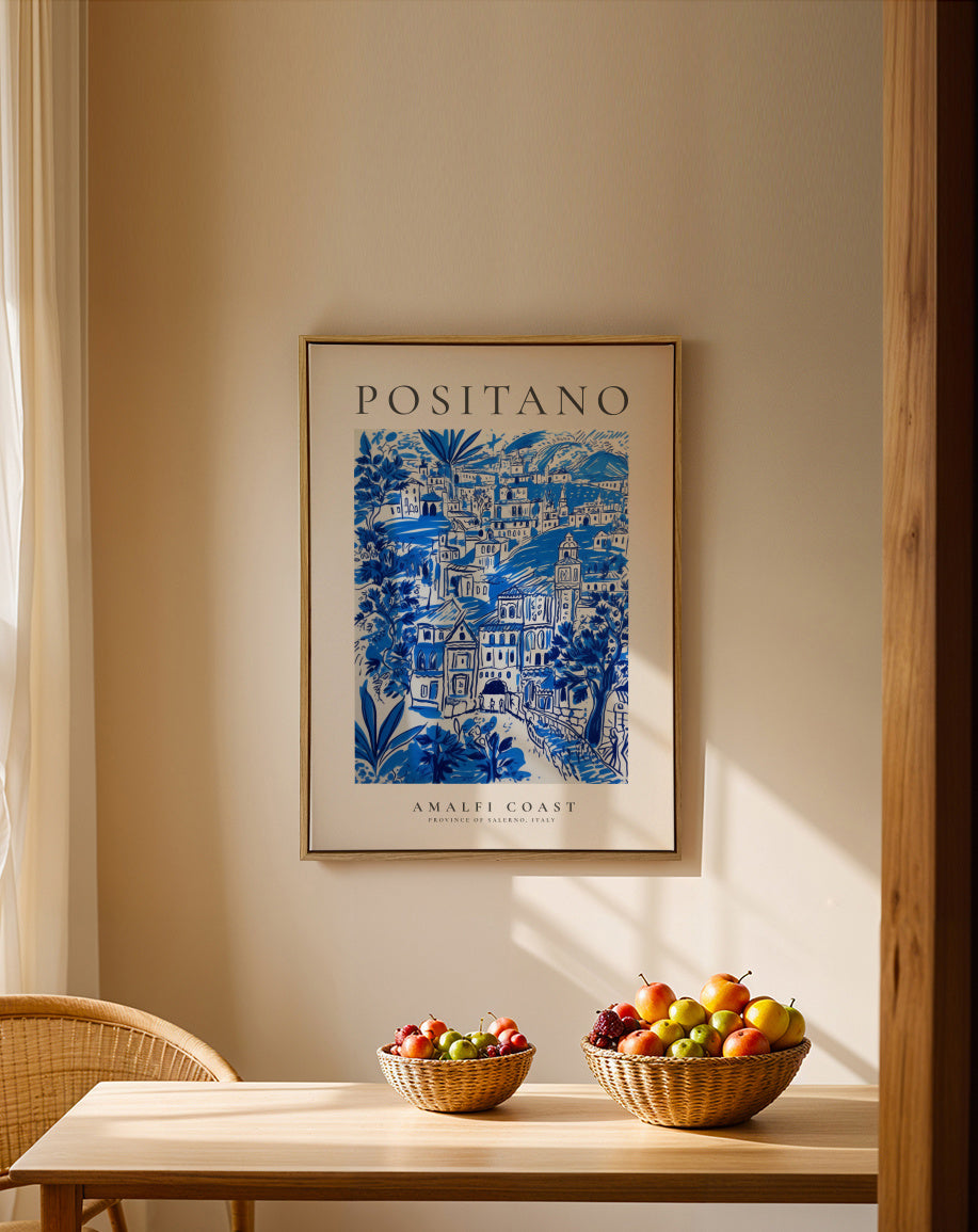 Positano, Amalfi Coast - Framed canvas in an interior