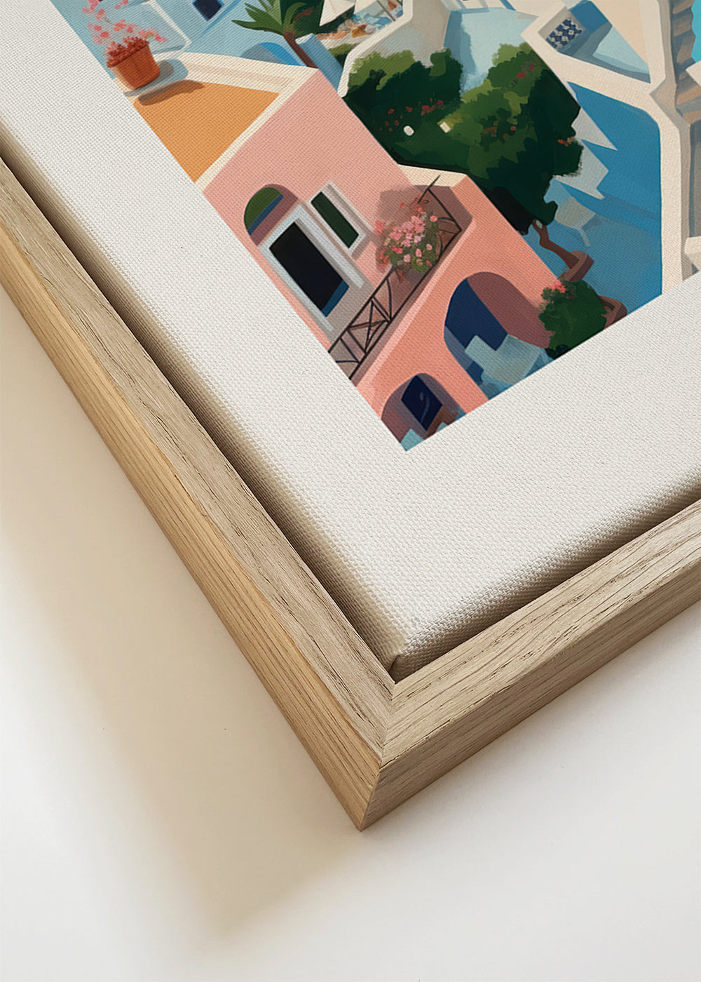 Plakát cestování Santorini pobřežní výhled
