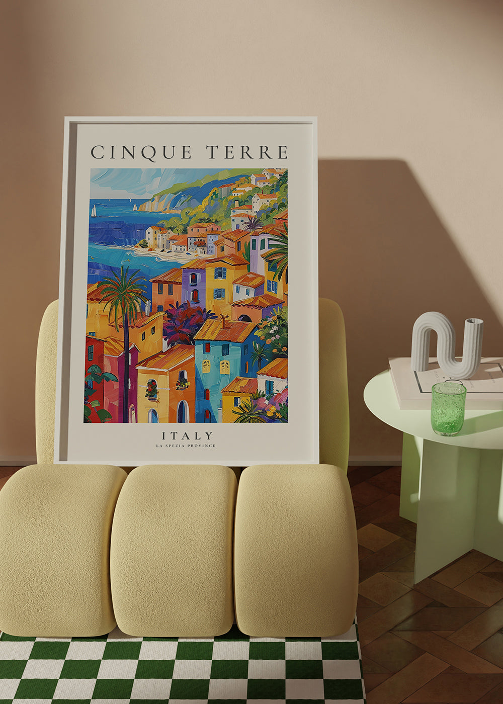 Cestovní plakát Cinque Terre barevné pobřeží