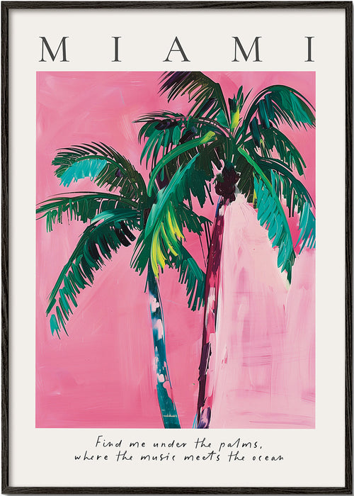 Ilustrace palmy Miami v růžové