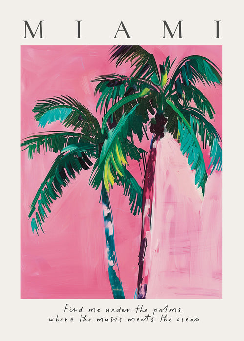 Ilustrace palmy Miami v růžové