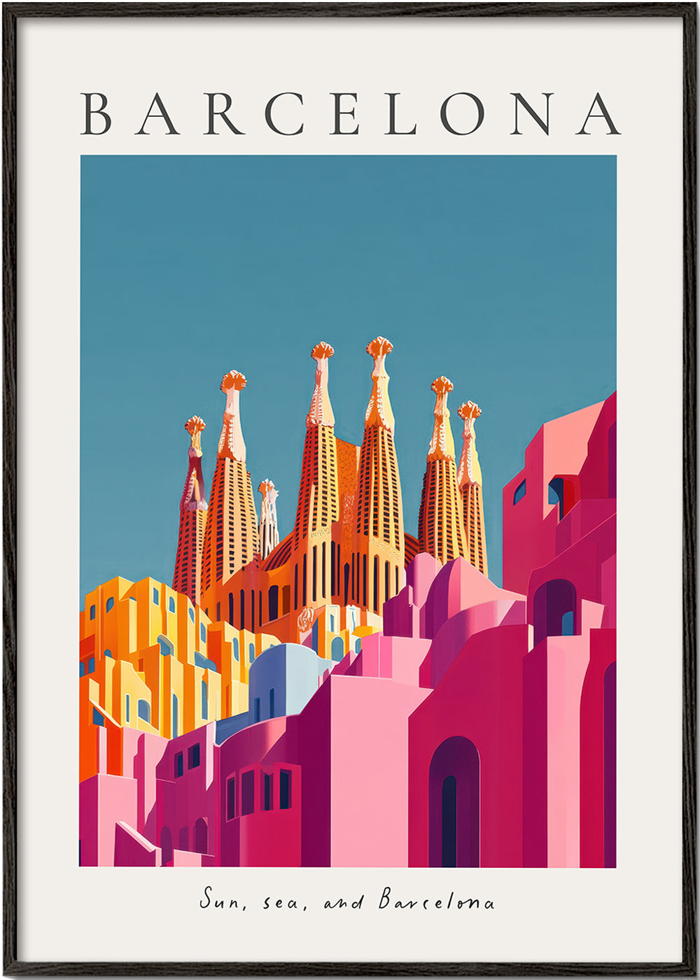 Cestovní plakát: Sagrada Familia v barvách