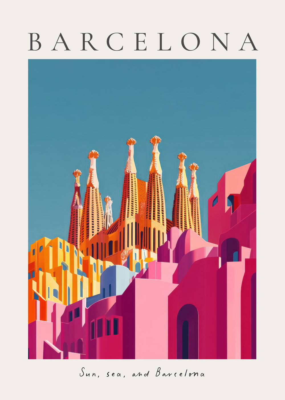 Cestovní plakát: Sagrada Familia v barvách