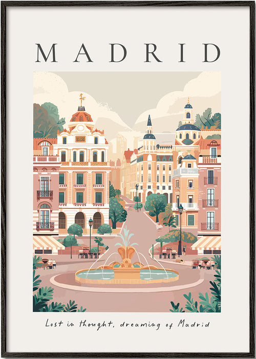 Obraz města Madrid s fontánou