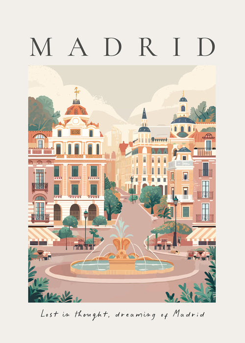 Obraz města Madrid s fontánou