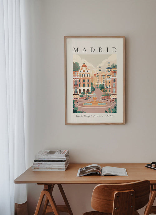 Obraz města Madrid s fontánou