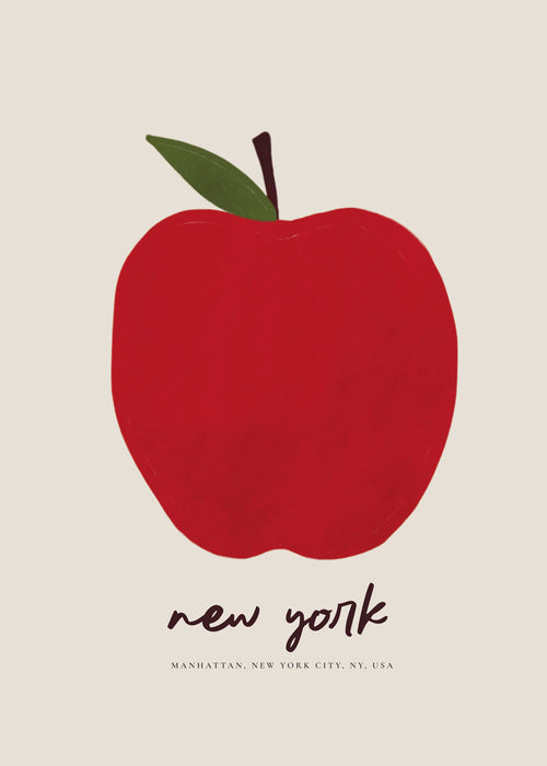 Obraz města s červeným jablkem New York