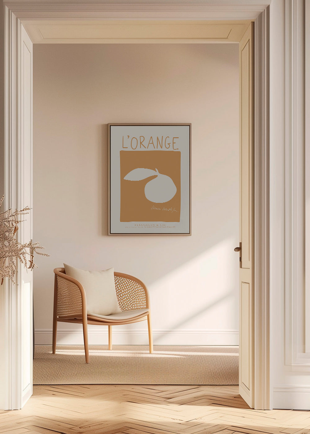Obraz do kuchyně: oranžový minimalistický plakát