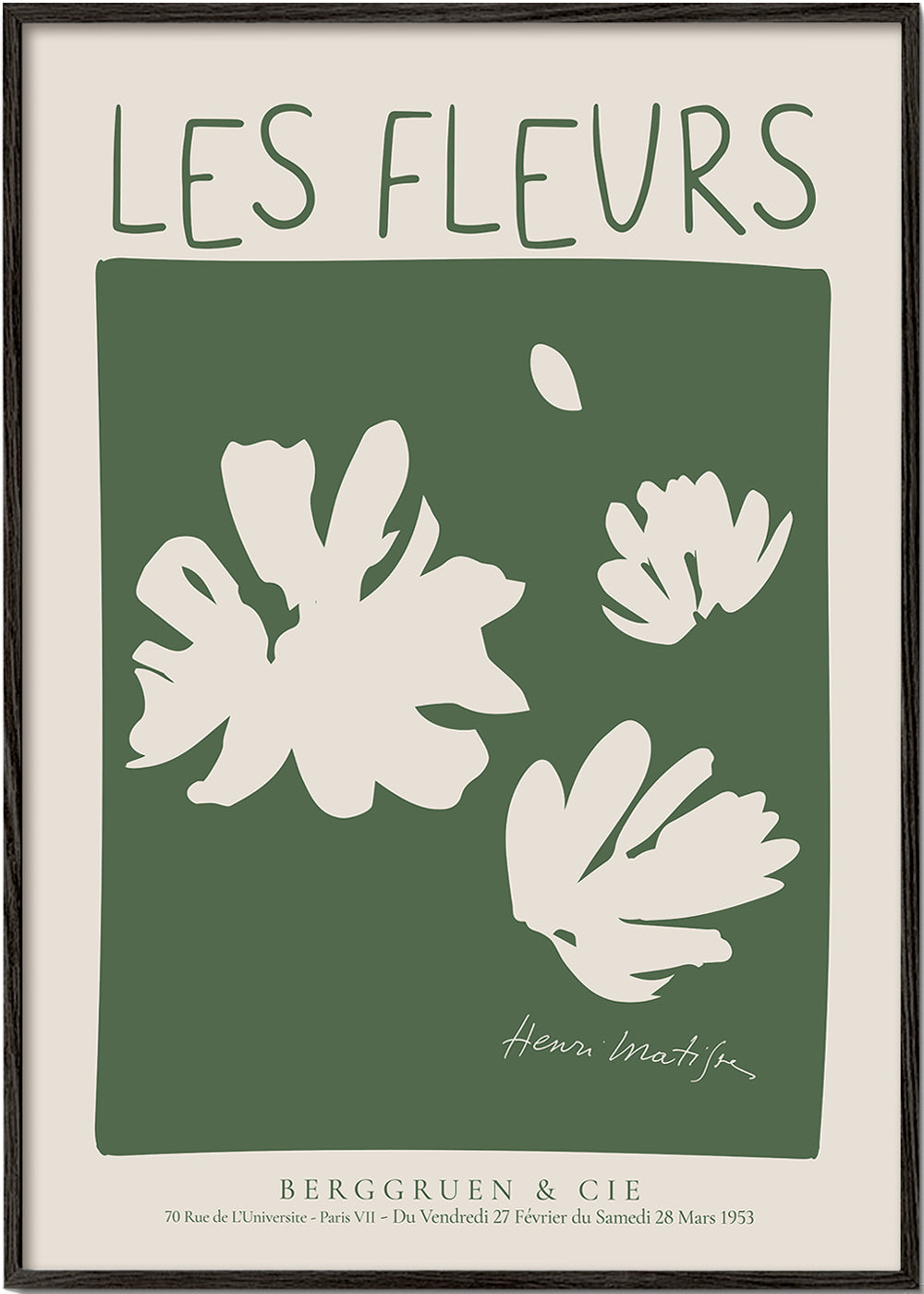 Botanický plakát Les Fleurs zelené pole