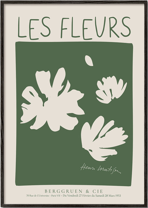 Botanický plakát Les Fleurs zelené pole