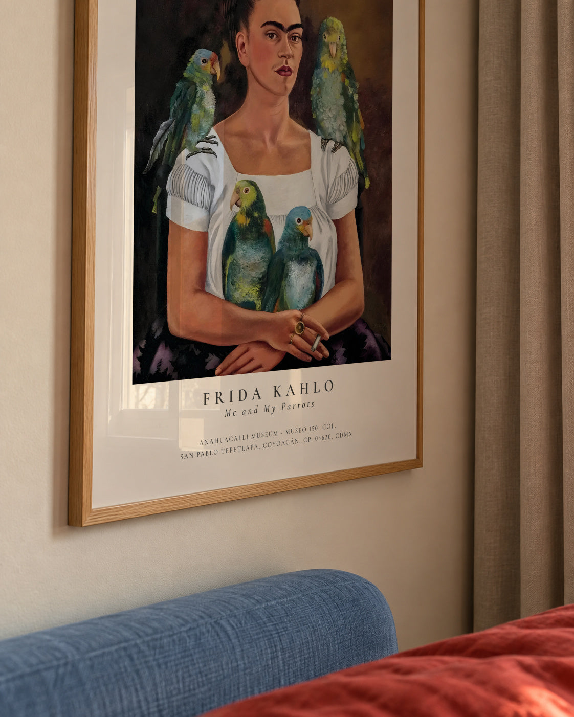 Frida Kahlo, Me and My Parrots - Framed poster detail
