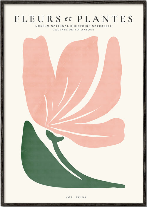 Botanický plakát růžová a zelená minimal