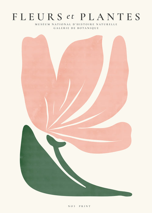 Botanický plakát růžová a zelená minimal