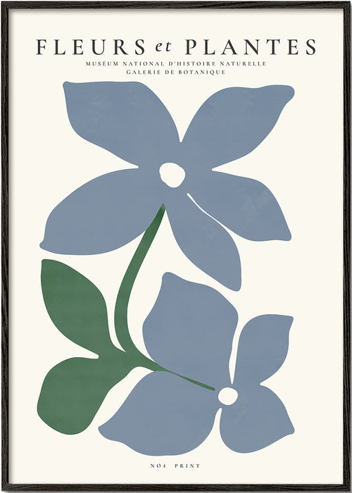 Botanický plakát modré květy minimal