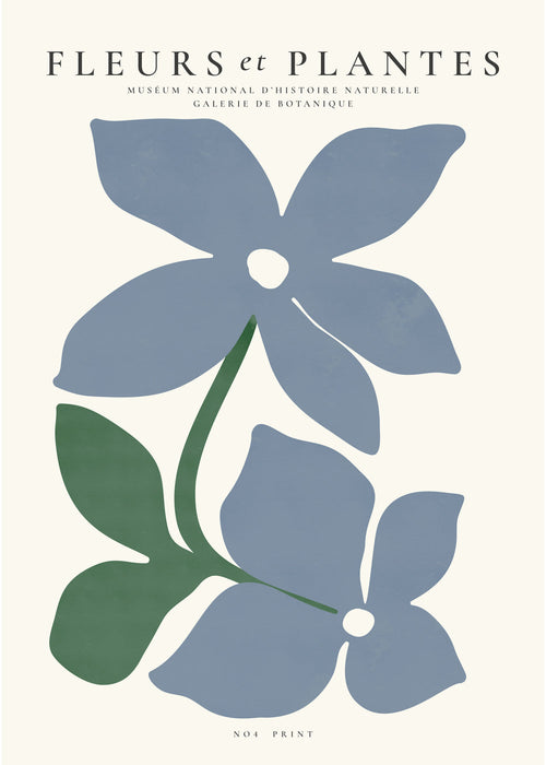 Botanický plakát modré květy minimal