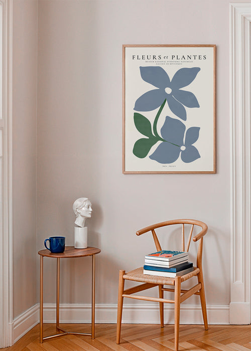 Botanický plakát modré květy minimal
