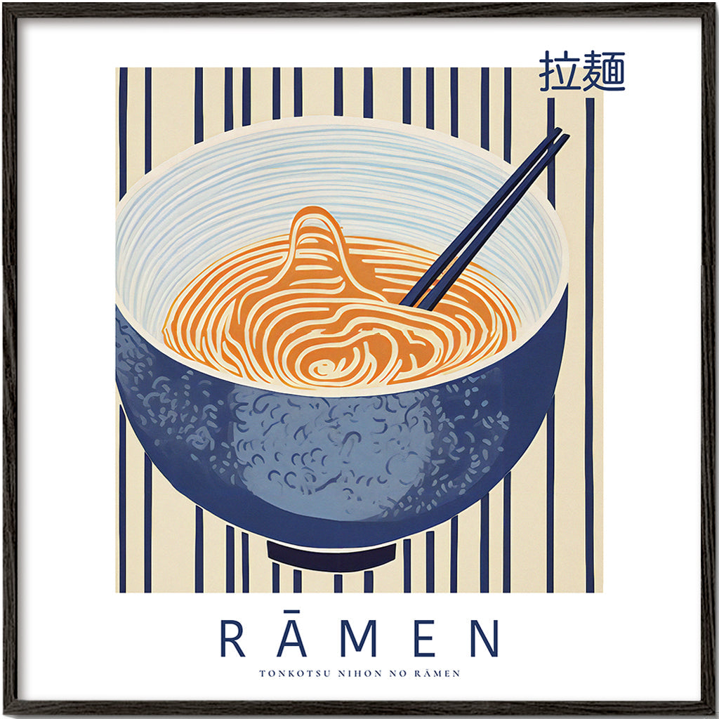 Obraz do kuchyně Ramen ilustrace modrá a oranžová