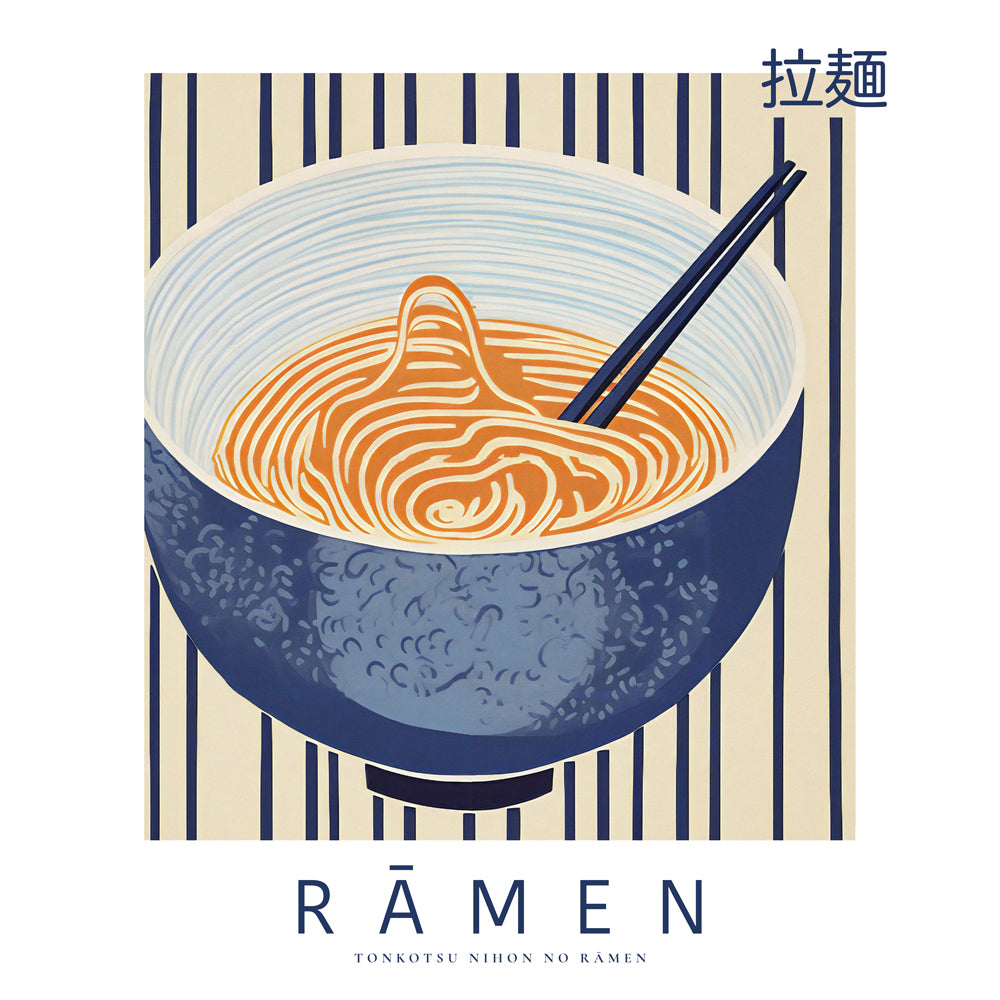 Obraz do kuchyně Ramen ilustrace modrá a oranžová