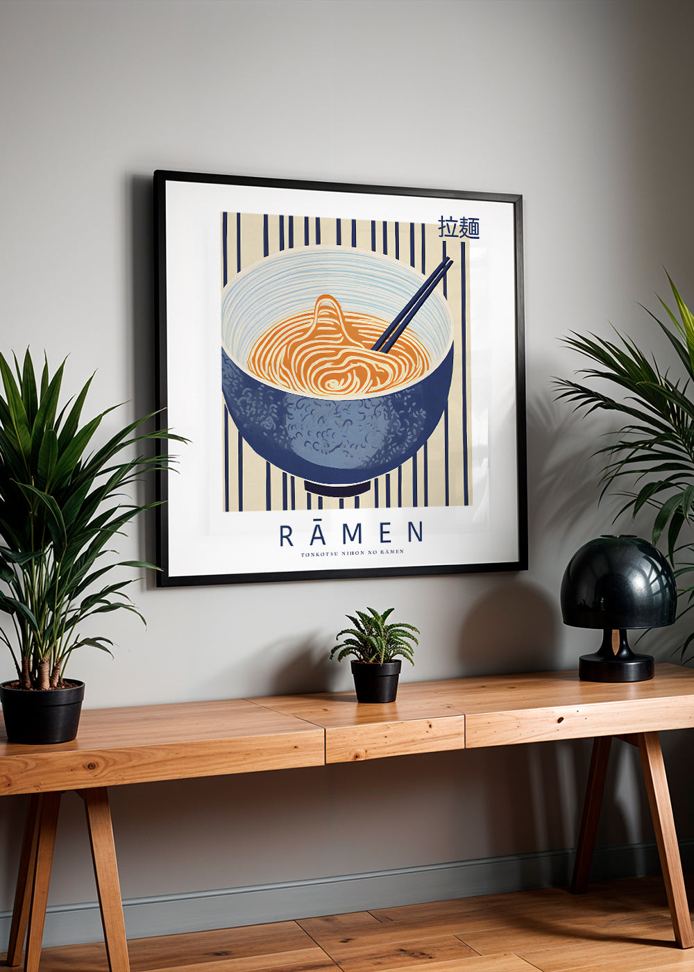 Obraz do kuchyně Ramen ilustrace modrá a oranžová